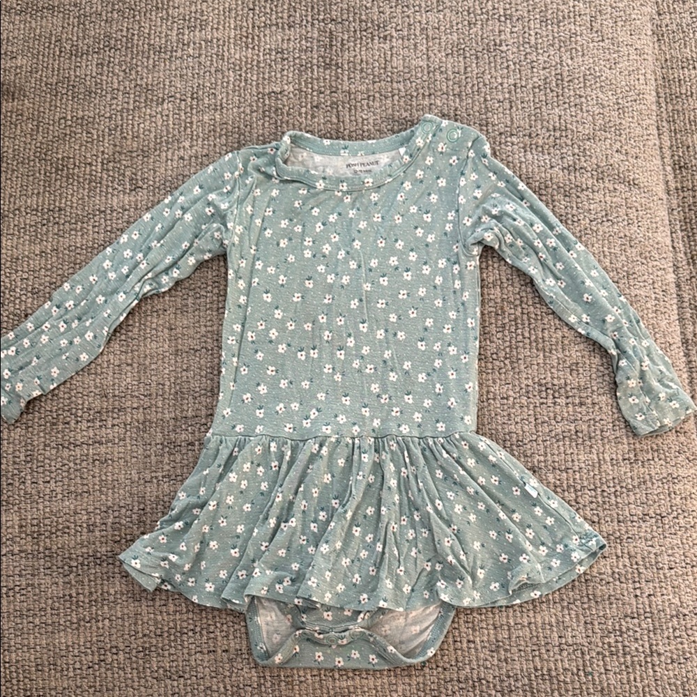 Posh Peanut Teal Floral Baby Dress